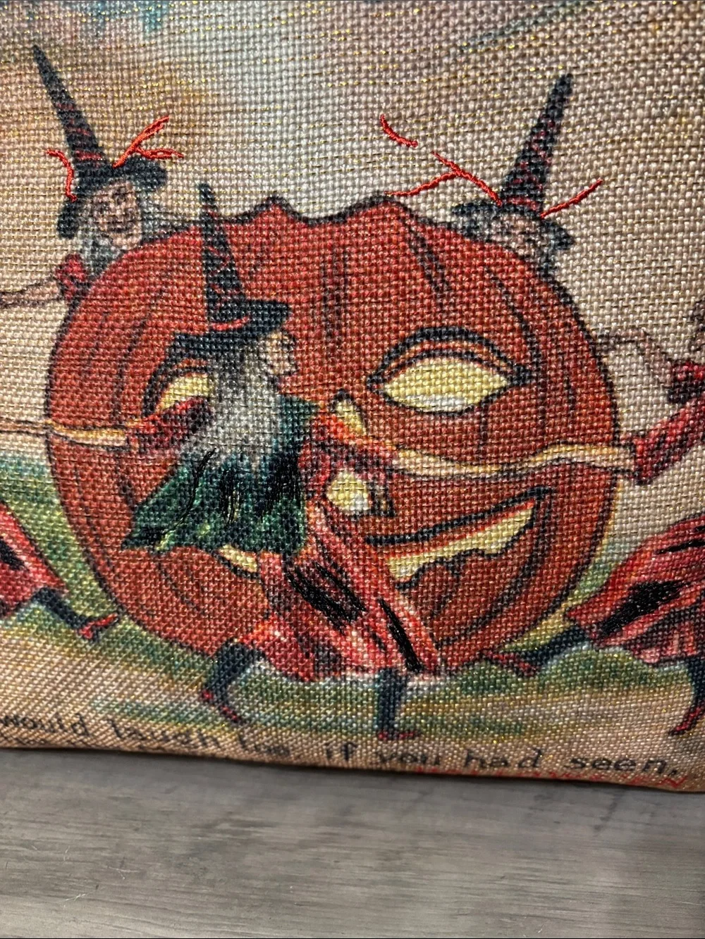 Vintage Inspired Witches Laughing 18 x 18 Halloween Throw Pillow  NEW